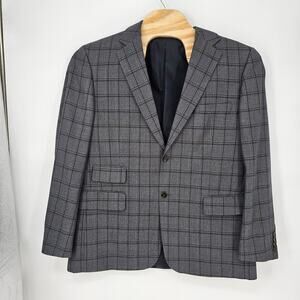Steven Land Gray Windowpane Plaid Tiago Sport Coat Blazer Jacket Business 46R